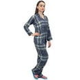 thumbnail image 3 of Bimba Navy Blue Check Print Women's Shirt With Pajama Pants 2 Pcs Nightwear - 4, 3 of 4