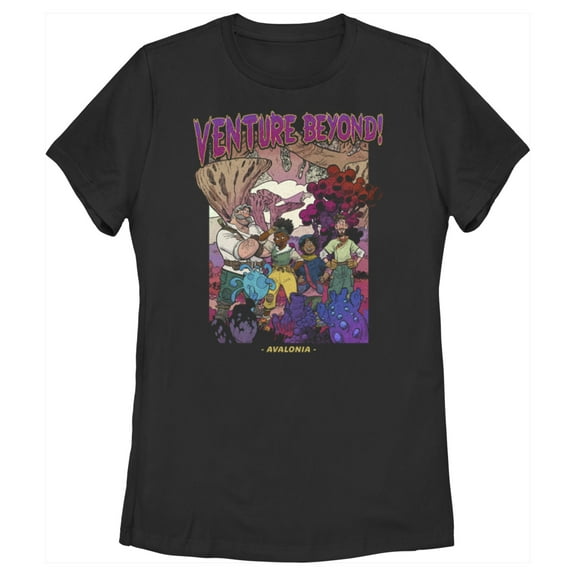 Women's Strange World Venture Beyond Group Graphic Tee Black X Large