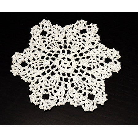 Handmade Crochet Lace Pineapple White Doilies, Made of Cotton, Set of 4 (White, 6