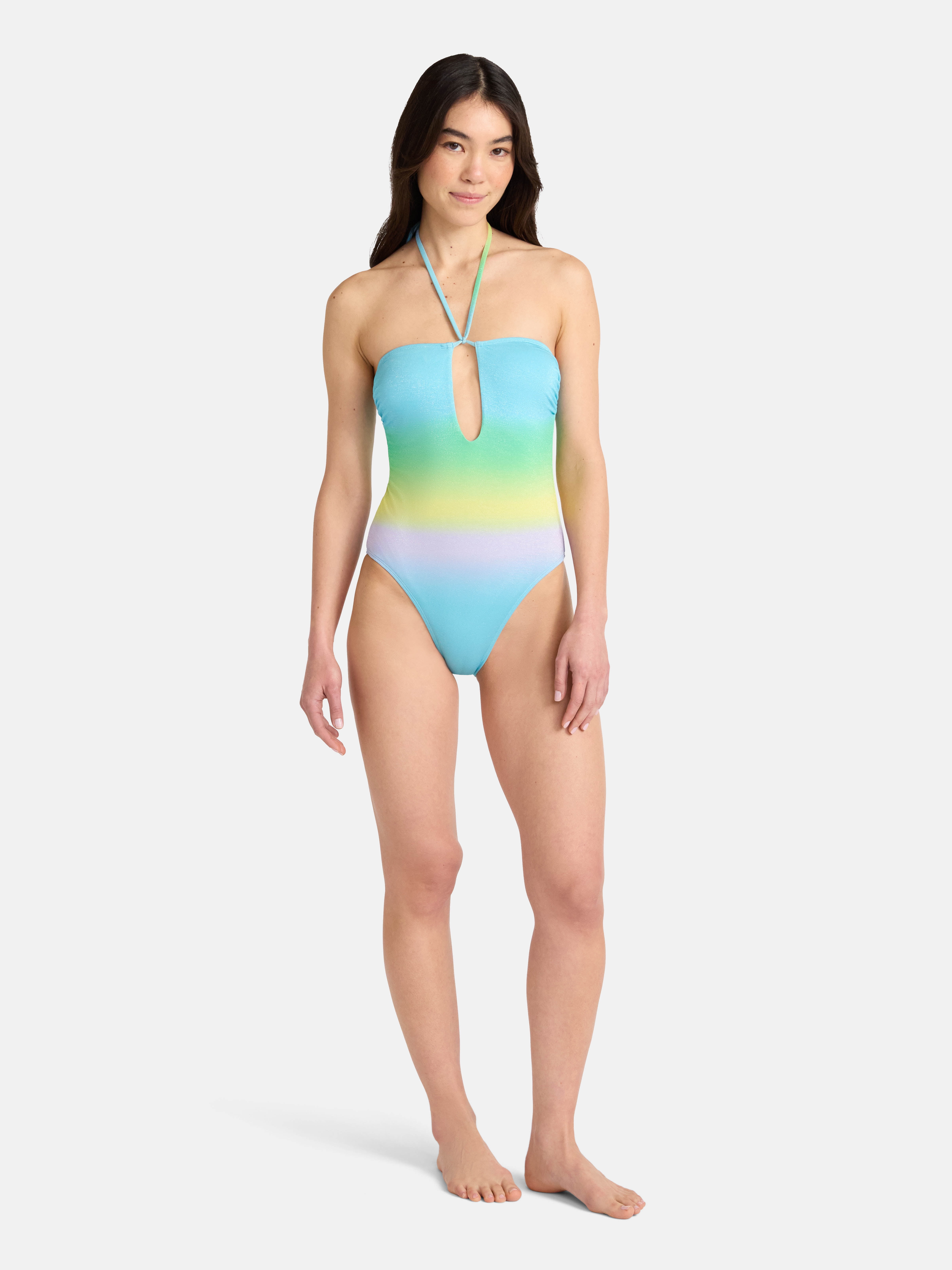 No Boundaries Tie Neck One Piece Swimsuit, Women’s