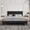thumbnail image 5 of alazyhome Queen Size Square Tufted Upholstered Bed Frame, Easy Assembly, Black, 5 of 7