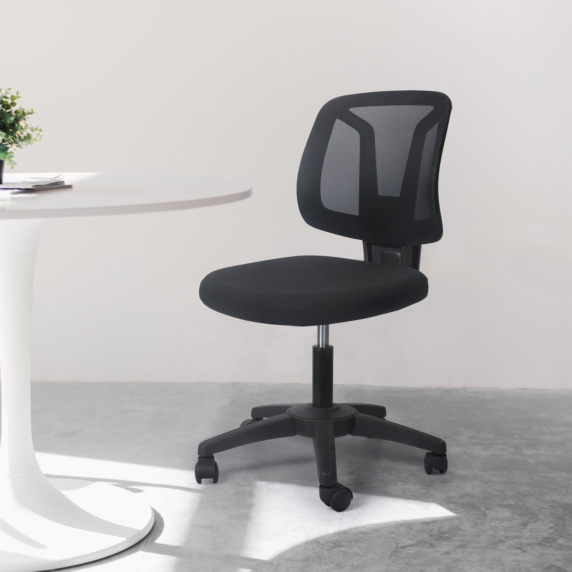 Buy Armless Desk Chair, Black Mesh Office Chair with Lumbar Support and