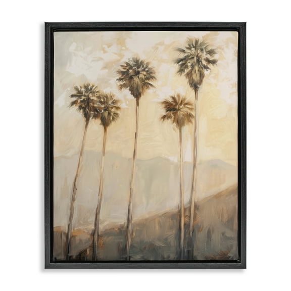 Stupell Industries SoCal Sunny Palm Trees Landscape & Nature Painting Black Floater Framed Canvas Art Print Wall Art, 17 x 21