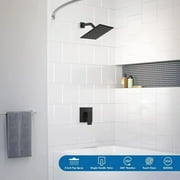Shower Faucet Set Black Rain Shower Head Combo with Mixer Valve Kit Wall Mounted, Stainless Steel, Matte Black Finish