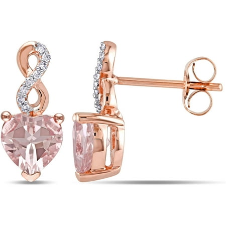 Tangelo 1-1/3 Carat T.G.W. Morganite and Diamond-Accent 10kt Rose Gold Infinity Earrings