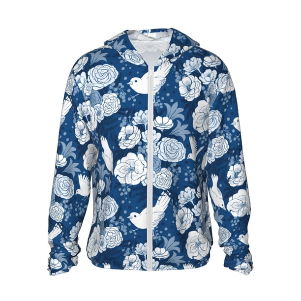 Fotbe Rose Flowers Chaqueta con Protección Solar UPF 50+ para Hombre y Mujer, Camisa con Capucha y Bolsillos-Small