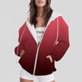 thumbnail image 2 of Women's Hoodies Sweatshirts Casual Zip Hoodie with Front Pockets for Women Everyday Comfort Red M, 2 of 5