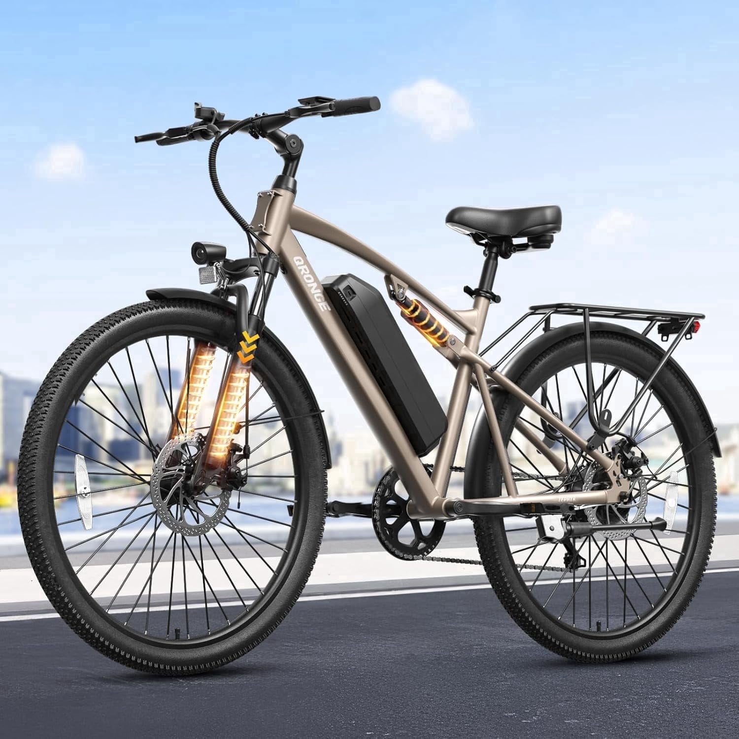 26" Electric Bikes for Adults 1000W Peak Motor up to 70 Miles Range 28 mph Max Speed Full Suspension Ebike 36V 13.5AH Removable Battery E-Mountain Bikes 7 Speed, Adjustable Handlebar, UL2849 by SGS