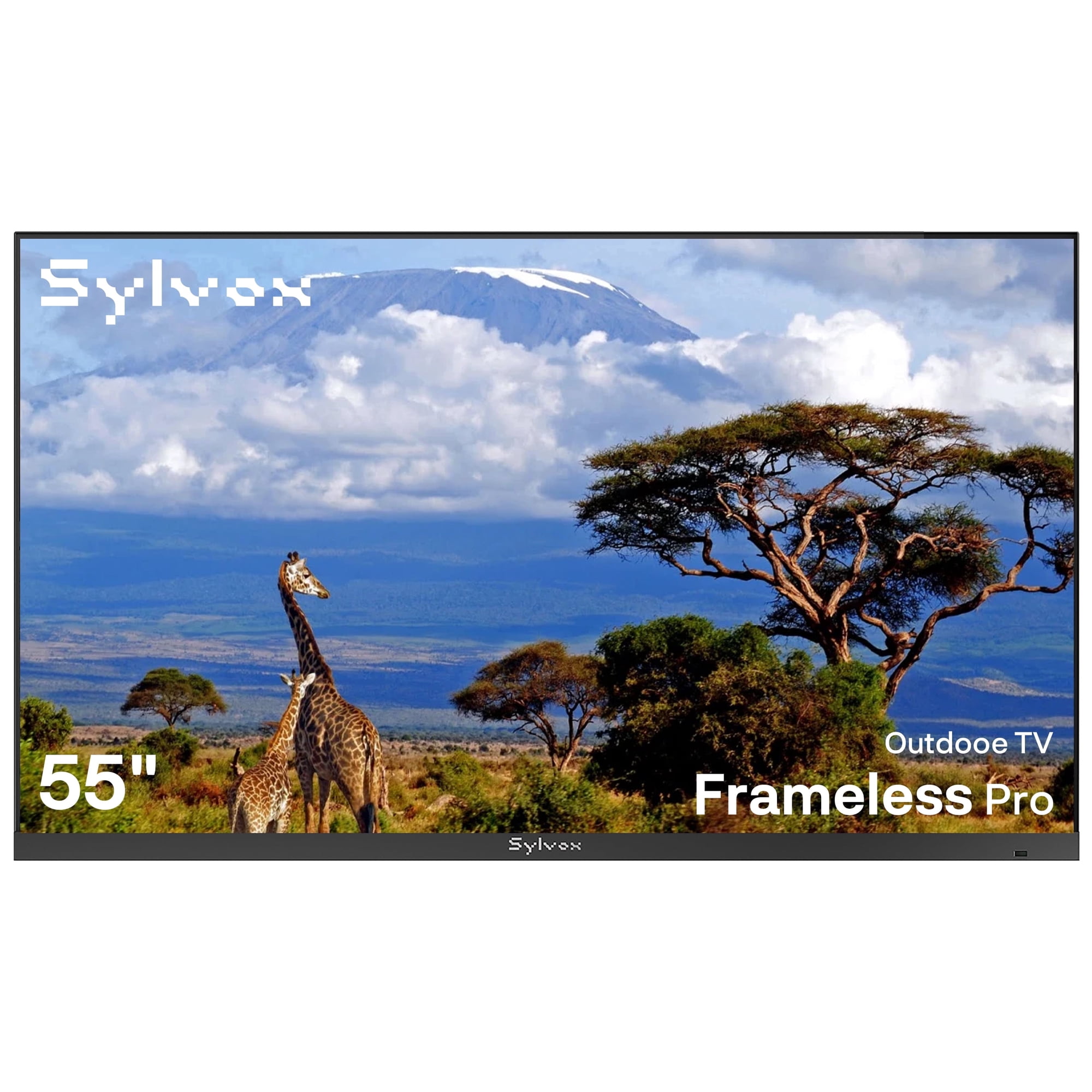 Sylvox Smart Outdoor TVs 55" 4K Full Sun 2000 Nits,IP56 Waterproof Google TV,Ultra-Narrow Bezel,Dolby Atmos, Voice Remote, Chromecast, Framless Pro