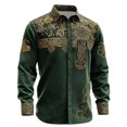 thumbnail image 2 of Men's St Patricks Day Button Printed Down Long Sleeve St Patrick's Shirt Button Festival 4 Leaf Soft Classic Irish Print Four Leaf St Patrick's Men's Printed Button Down Shirt (Green,4XL), 2 of 4