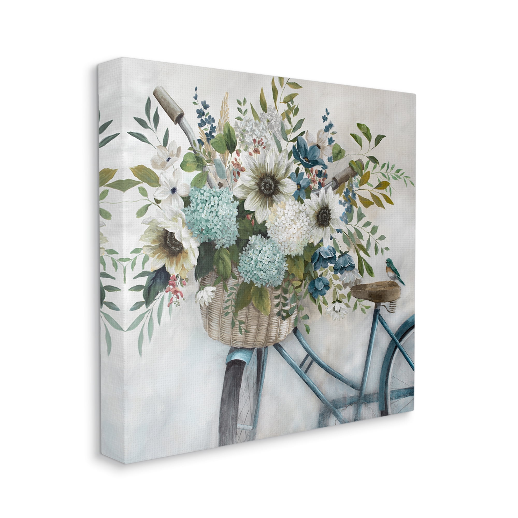 Stupell Industries Floral Bike Basket Transportation Painting Gallery Wrapped Canvas Art Print Wall Art, 30 x 30