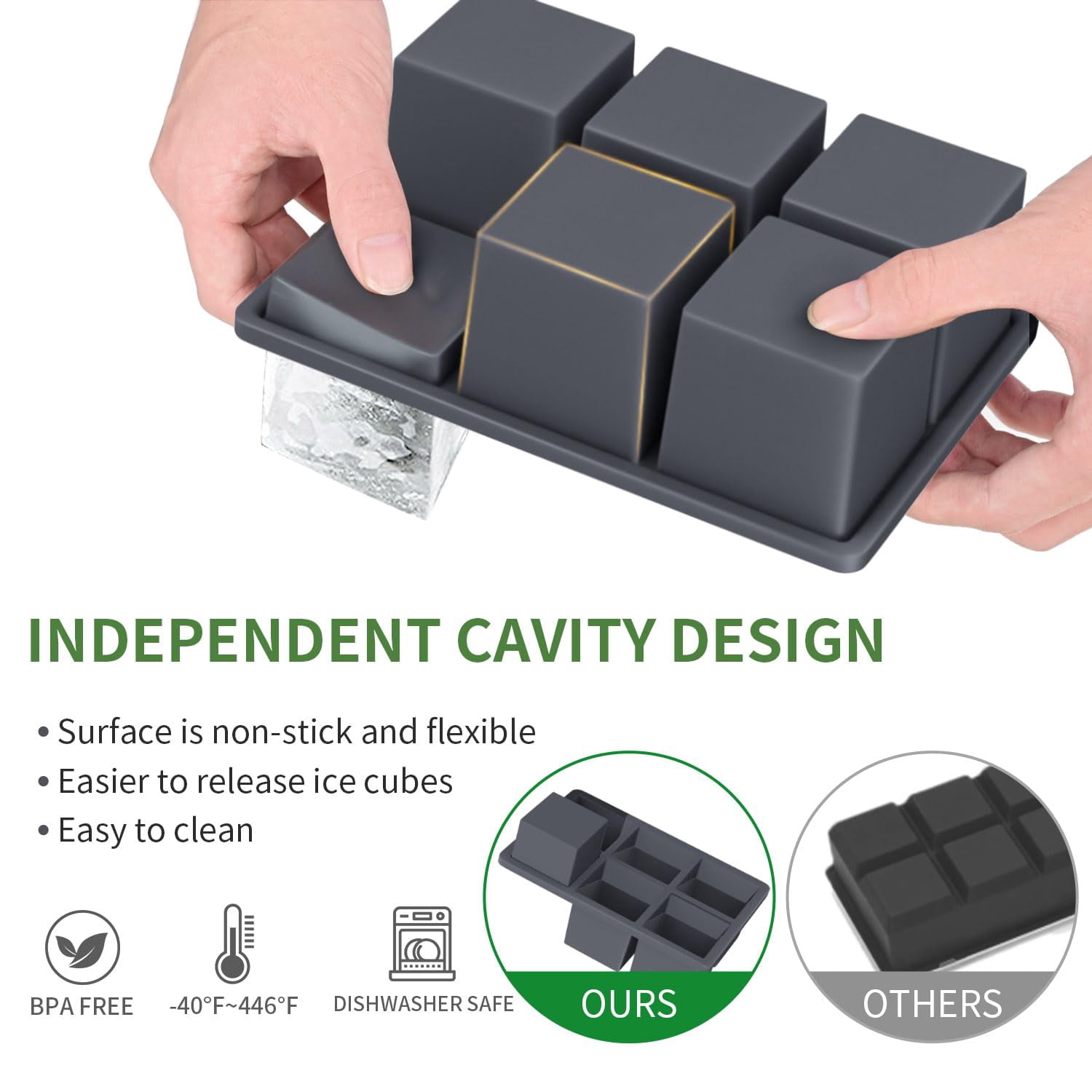 Large Ice Cube Tray For Whiskey:  Silicone Trays With Lid - 2pack Big Square Old Fashioned Maker Cocktail 2inch Huge Cubed Whisky