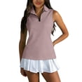 thumbnail image 3 of Hearthz Women's Sleeveless Golf Polo Shirts Quarter Zip Collared Tee Shirts Womens Quick Dry Workout Tennis Polo Shirt Women, 3 of 8