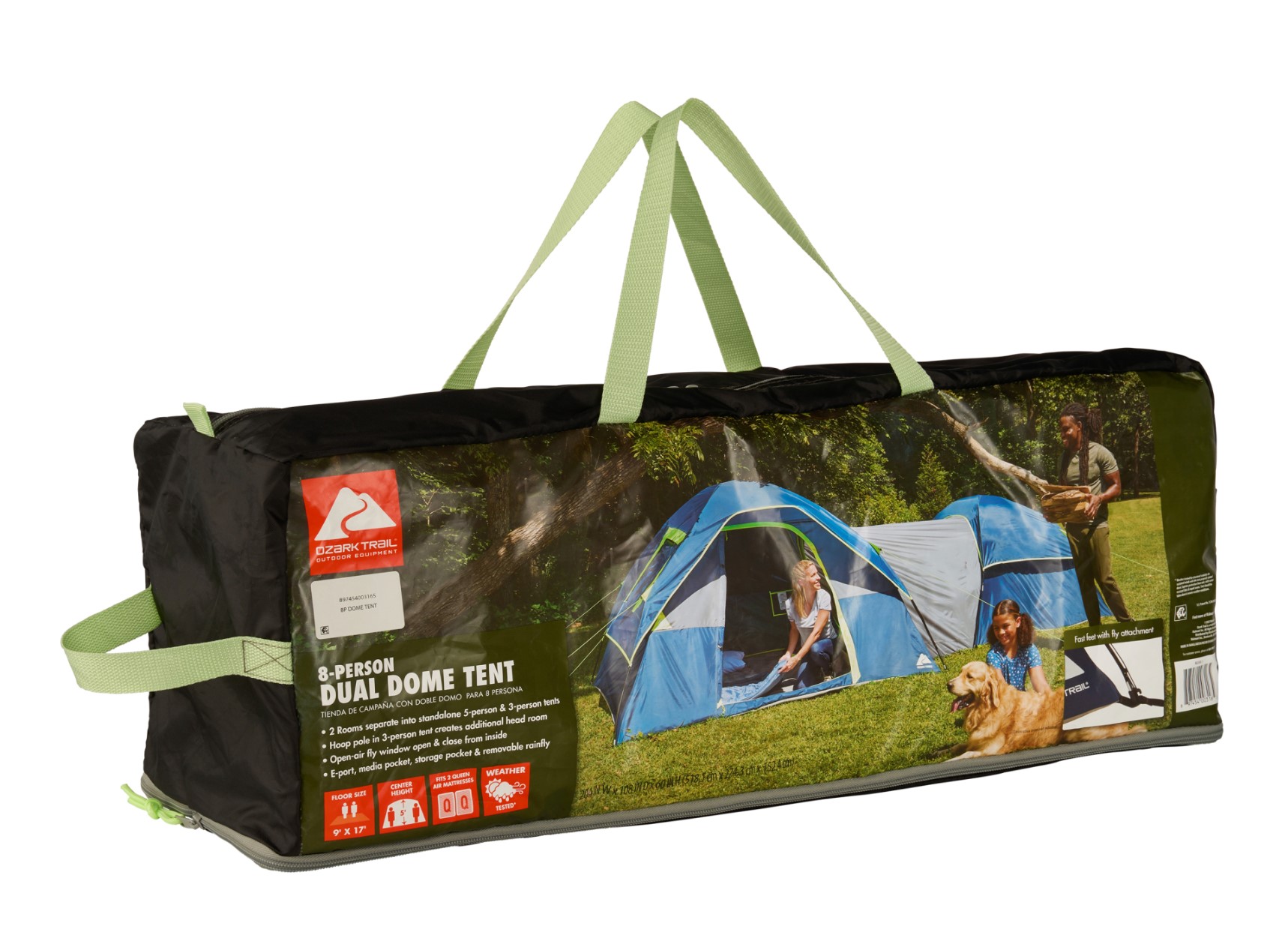 OZARK TRAIL 8 PERSON DUAL DOME TENT – 17FT. X 9FT. – 21.89 LBS.