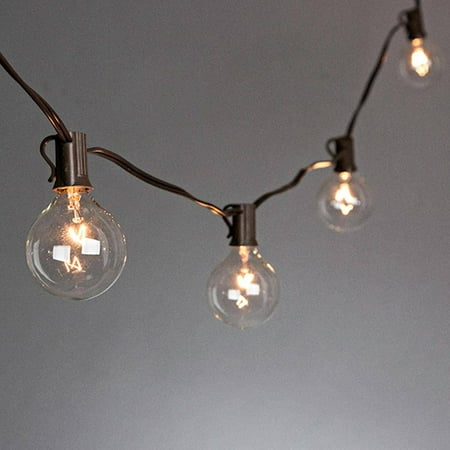 Gerson 20298 - 10 Light 15' Brown Wire (Candelabra Screw Base) Light String with 10 Clear G50 7 watt Bulbs (92885)