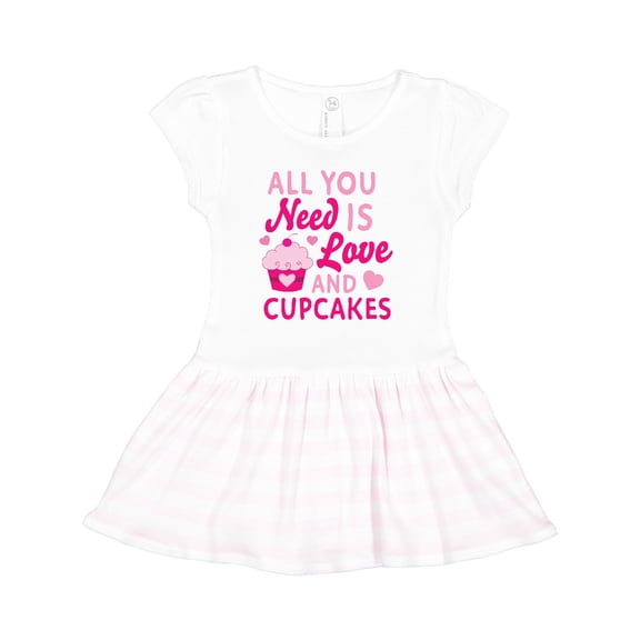 Inktastic Valentines Day All you Need is Love and Cupcakes Girls Toddler Dress