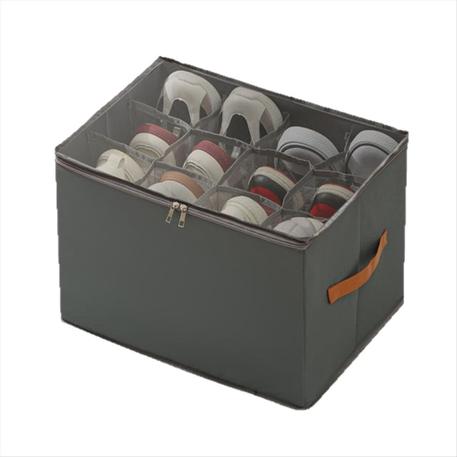 Organizador de Zapatos para Armario, Paquete de 2, con Tapa Transparente y Asas Resistentes, Color Gris.