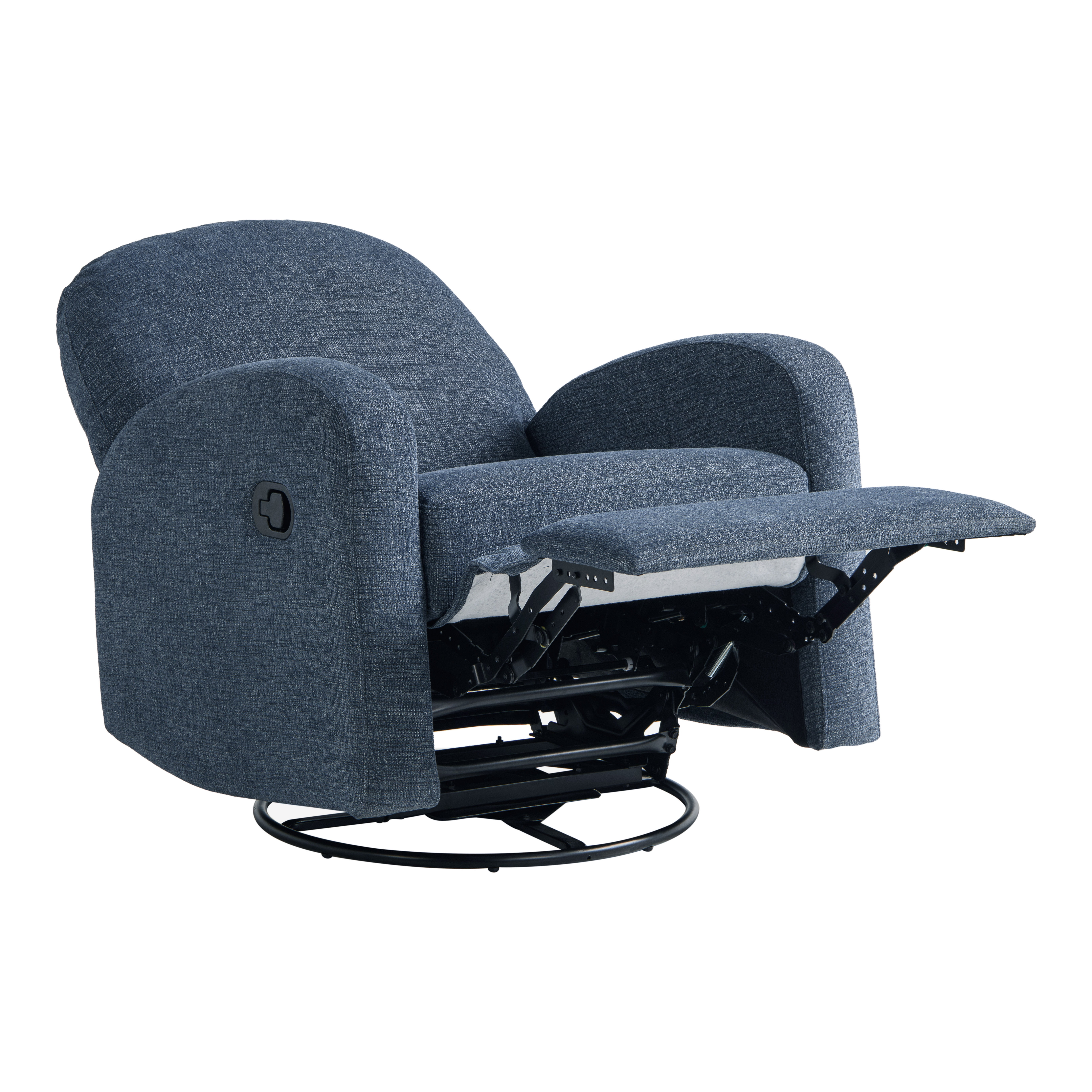 Relax-A-Lounger Pearson Modern Swivel Recliner, Blue Fabric