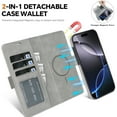 thumbnail image 2 of TECH CIRCLE For iPhone 17 Air Magnetic PU Leather Case with Detachable Wallet Back Cover, Shock-Absorbent Protective, Anti-Scratch, Card & Cash Slots, Wireless Charging Compatible,Gray, 2 of 9