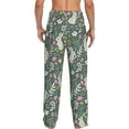 thumbnail image 3 of Xecao Retro Bunny Floral Men's Straight Lounge Pajama Pants: The Ultimate in Comfortable Sleepwear, 3 of 9
