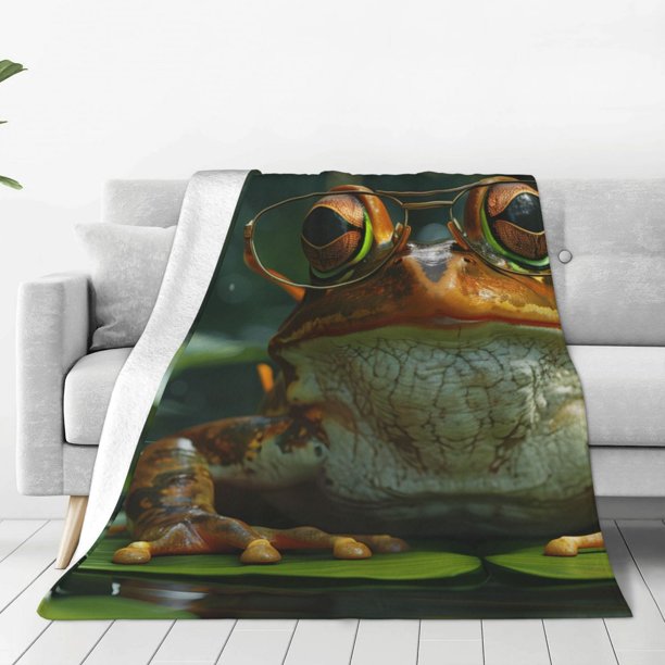 Fotbe Intellectual Frog Pond Manta de Franela Acolchonada con Estampado, Súper Suave y Esponjosa, Extra Grande para Sofá, Cama, Uso Todo el Año-60"x50"