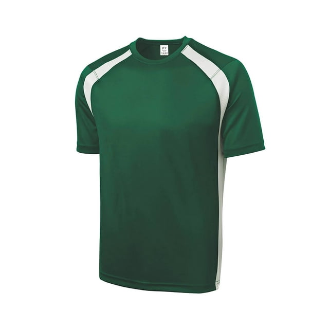 Gravity Threads Chemise à Blocs de Couleur pour Hommes - Évacuation de l'Humidité - Vert Forêt/blanc - Petit