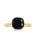 thumbnail image 4 of Rosec Jewels Cushion Cut Created Black Diamond Solitaire Ring with Diamond for Women (8 mm), 14K Yellow Gold, US 8.50, 4 of 9