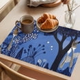 thumbnail image 3 of Blue Black Botanical Placemats Set of 12 Abstract Art Tree Leaves Place Mats Indoor Wipeable Table Mats Washable Cloth Dining Table Placemats for Kitchen Holiday Party Home Decor 13x19 Inch, 3 of 9