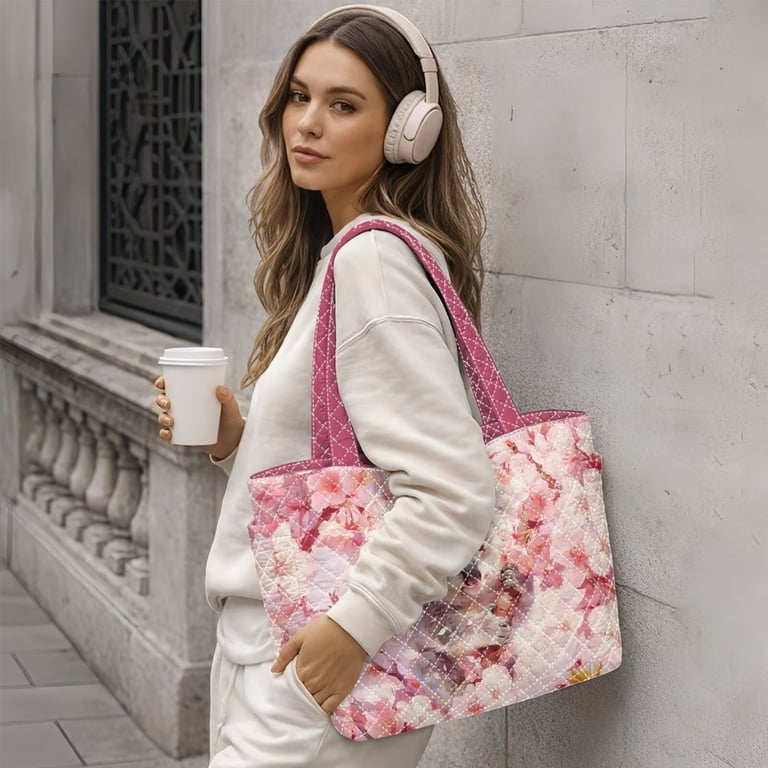 ZUXONGSY Koala Cherry Blossom Print Women's Quilted Reversible