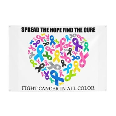 Fight Cancer In All Color Fight Cancer Awareness Ribbons Festival Banner 47x71 Inches Suitable For Decorating Parties Celebration Yards Banners