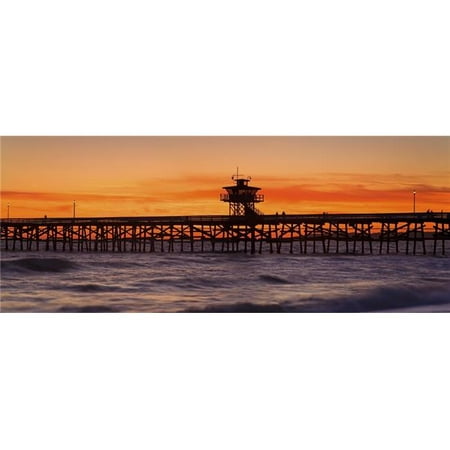 San Clemente Municipal Pier In Sunset Panorama - San Clemente City Orange County Southern California USA Poster Print, Large - 44 x (Best Piers In Southern California)