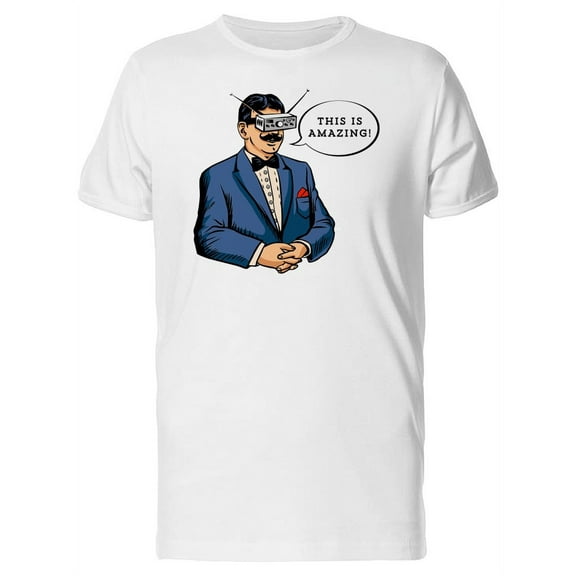Man With A Mustache And Headset T-Shirt Men -Image by Shutterstock, Male Small