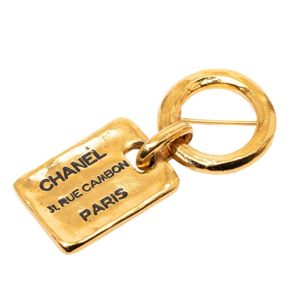 Pre-Owned Chanel 31 RUE CAMBON Plate Brooch, Gold Plated, Women's.