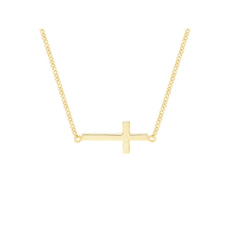 necklace cross sideways gold