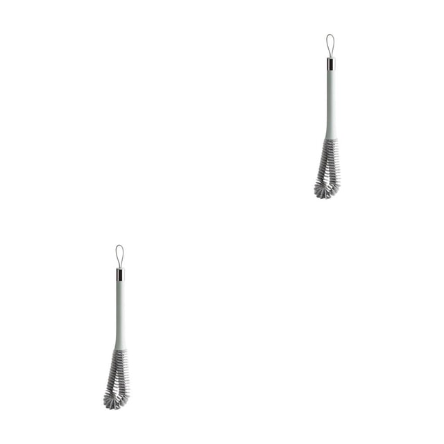 Billuyoard Botella de leche Cepillo de limpieza de nailon con mango largo Cepillos de mano Herramienta de fregado colgante Accesorio para cocina Verde claro 2piezas