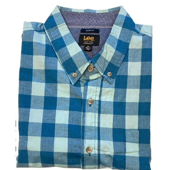 Lee Men's Short Sleeve Woven Shirt (Canal Blue, XL)