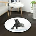 thumbnail image 5 of SKYSONIC Black Horse Runs in The SnowRound Area Rug Chair Couch Cover Area Rug for Bedroom Floor Sofa Living Room Non-Slip Home Decor 3 x 3 Feet, 5 of 5