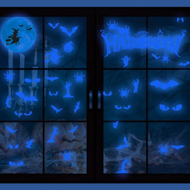 Halloween Luminous Stickers Glow in The Dark Window Decals Night Glow Decals Bat Spider Wall