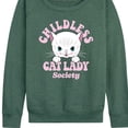 thumbnail image 3 of Instant Message - Childless Cat Lady Society Women's Lightweight French Terry Wide Neck Long Sleeve Graphic Shirt, 3 of 6
