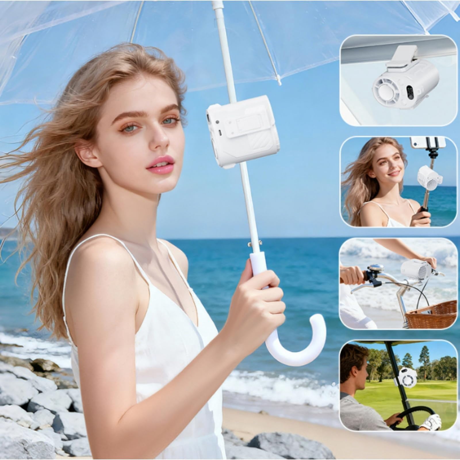 Portable Ice-Cooling Clip Fan, Clip-On Car Air Conditioner Fan, Mini Clip on Fan, Stepless Wind, Ice-Cooling for Vehicles
