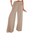 thumbnail image 2 of Sevevn Women's Fashionable Wide Leg Pants High Leg Pleated Pants Casual Flared Pants Elastic Waist Pants, 2 of 9
