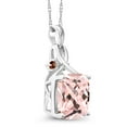 thumbnail image 2 of Gem Stone King 10K White Gold Peach Nano Morganite and Red Garnet Pendant Necklace for Women (4.39 Cttw, Gemstone October Birthstone, Cushion Cut 10MM, with 18 inch Chain), 2 of 4