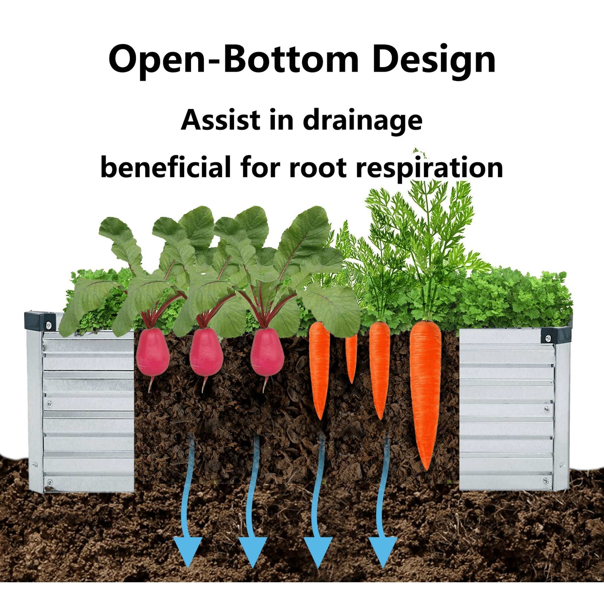 Amobro 12x4x1ft Outdoor Metal Raised Garden Bed Planter Box for Vegetables, Flowers, Herbs Silver 2pcs