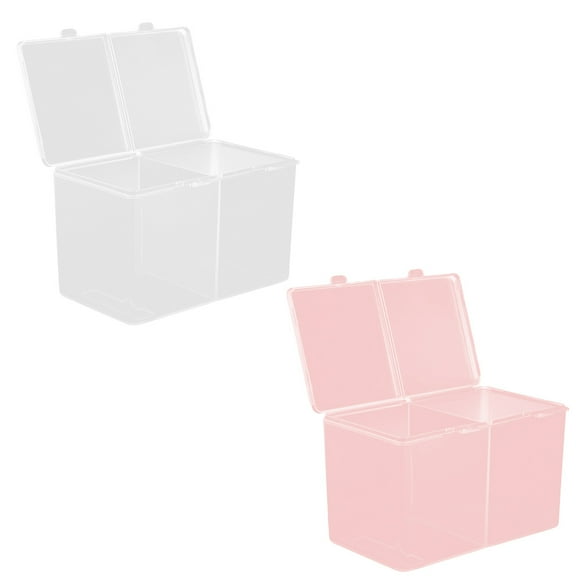 2 Pcs Cotton Pads Storage Box with Lid Vanity Organizer Cosmetic Holder Makeup Brush Holder Plastic Case