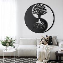 Yin Yang Metal Wall Art for Home and Outside - Wall-Mounted Geometric Metal Wall Decor - Drop Shadow 3D Effect Wall Decoration for Living Room Bedroom