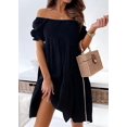 thumbnail image 6 of Women'S Summer Lantern Sleeves Ruffled Off Shoulder A-Line Dresses Black XL, 6 of 9
