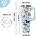 thumbnail image 5 of Butterfly Tumbler with Handle and Straw 40 oz Blue Butterfly Cup Coffee Travel Mug Stainless Steel Insulated Water Bottle Butterflies Stuff Decor Gifts for Women Teenage Bridesmaid, 5 of 6