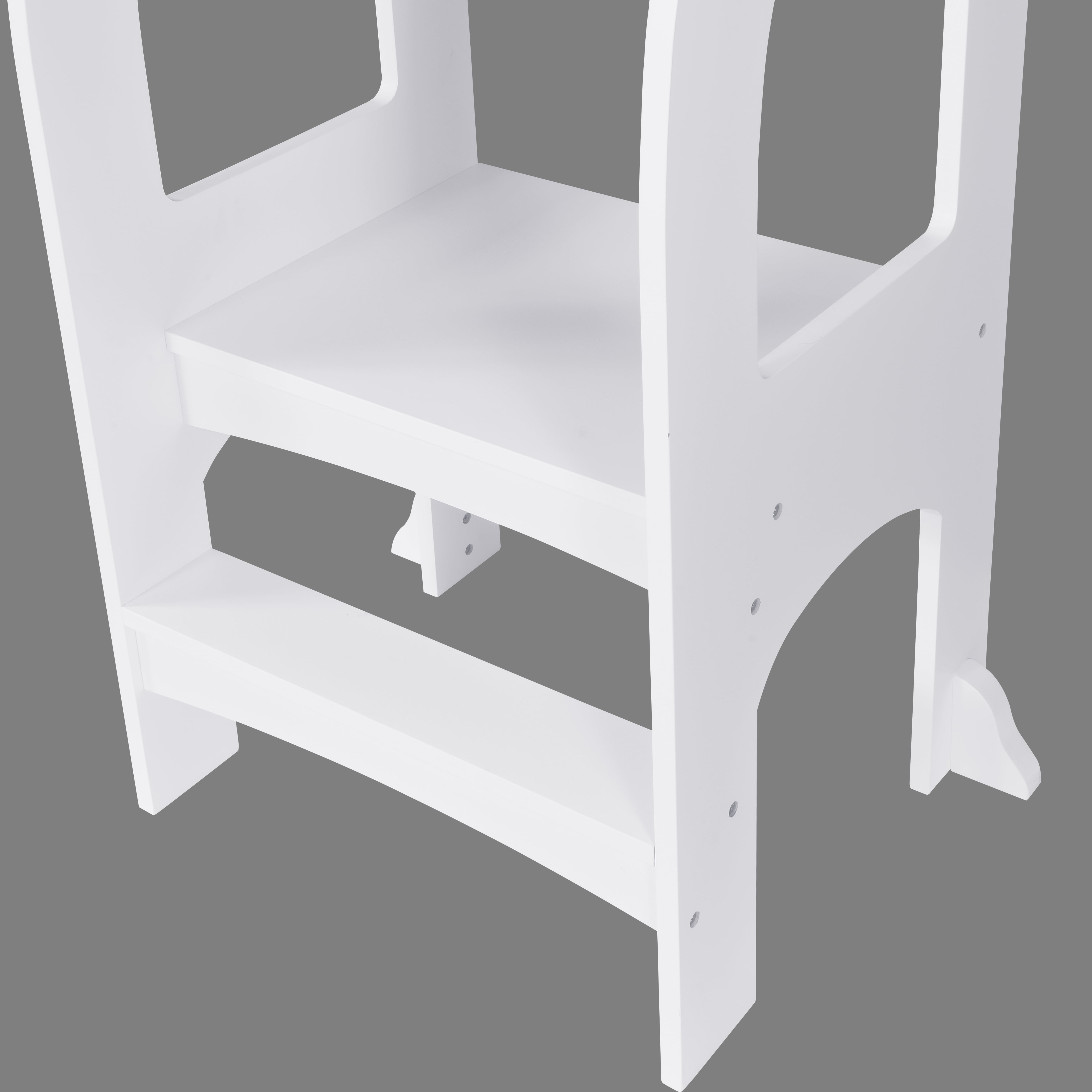 White Toddler Learning Standing Tower, MDF Kids Kitchen Helper Step Stool, Supports Up to 50 LBS for Kitchen Counter & Bathroom Daily Use