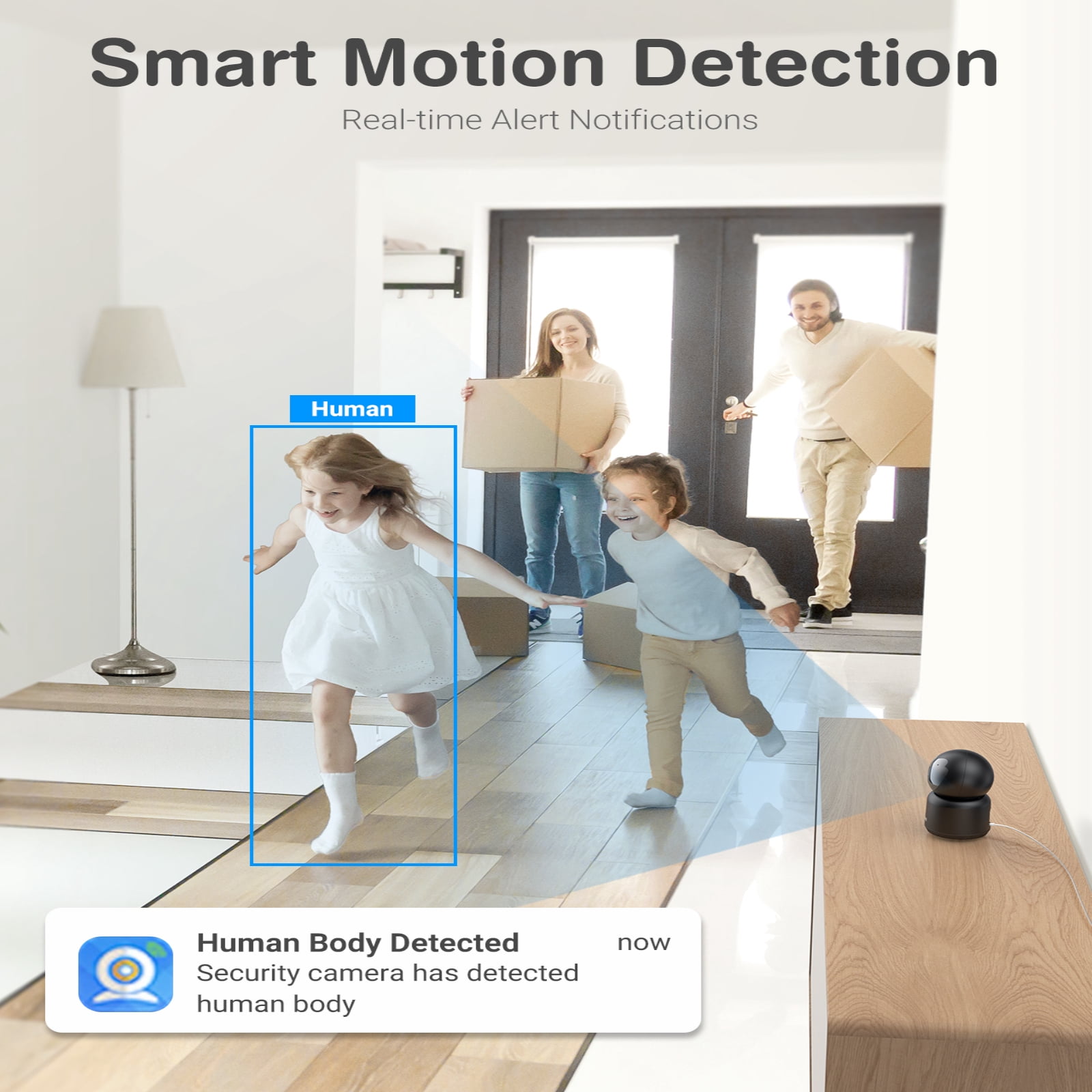 ANNKE WiFi Pan Tilt Smart Security Camera, 3MP HD Baby/Pet Monitor Indoor Camera 360-degree with Two-Way Audio, Human Motion Detection, Cloud & SD Card Storage, Compatible with Alexa(Black)