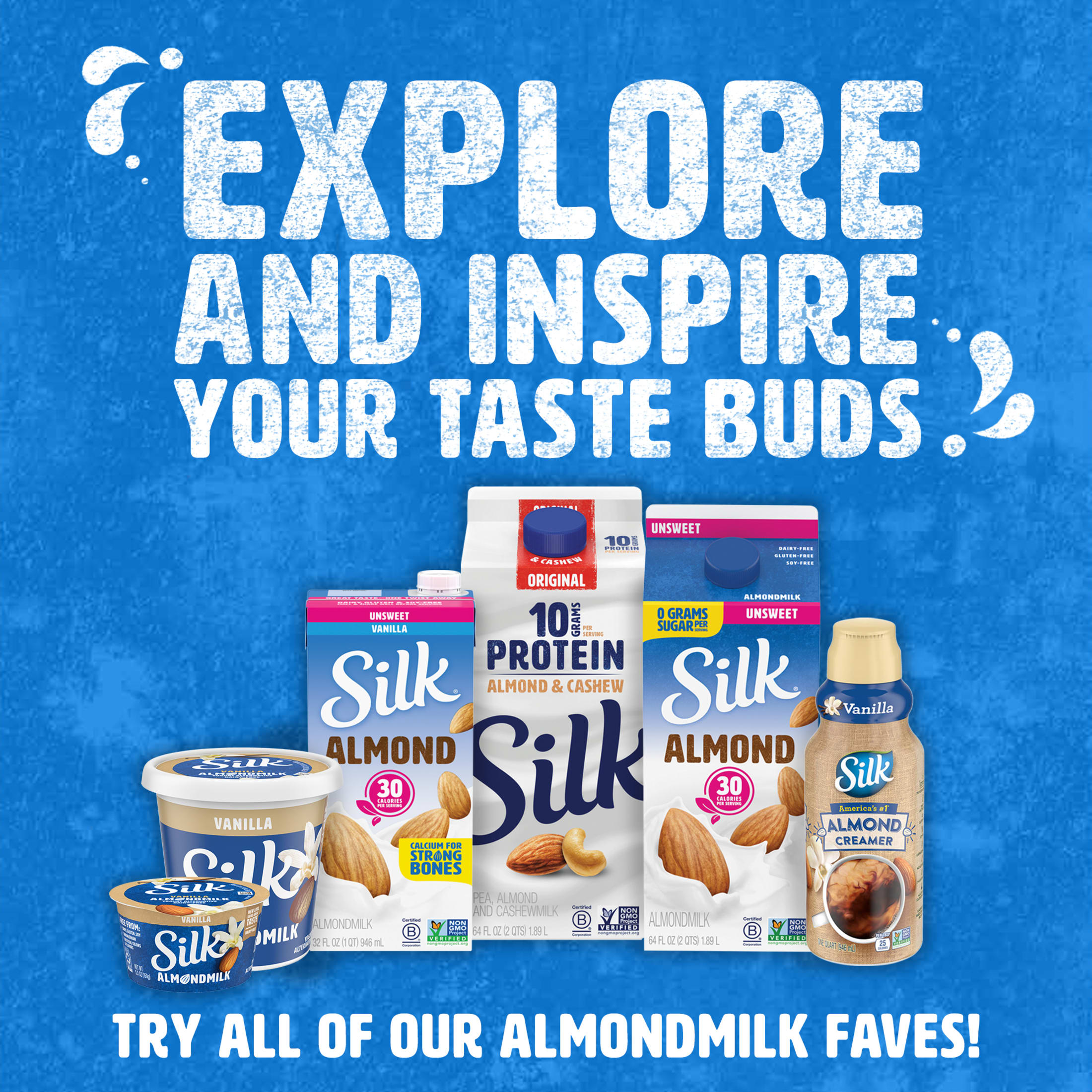 Silk Shelf Stable, Dairy Free, Lactose Free, Gluten Free, Unsweetened Almond Milk, 32 fl oz Quart, 6 Count